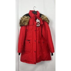 Canadian Goose NWT 2x red parka winter coat hooded fur trim